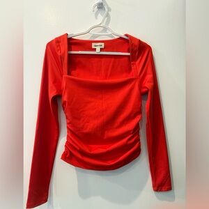 Chic Red Long Sleeve Top by Open Edit